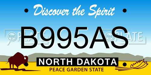 B995AS North Dakota License Plate