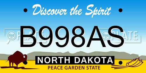 B998AS North Dakota License Plate