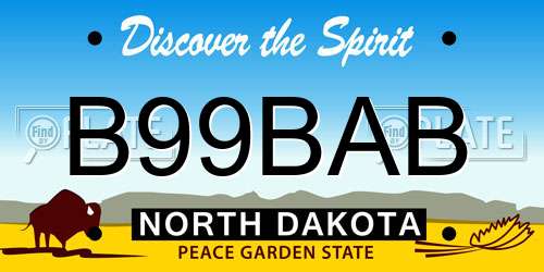 B99BAB North Dakota License Plate