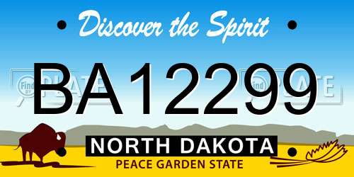 BA12299 North Dakota License Plate