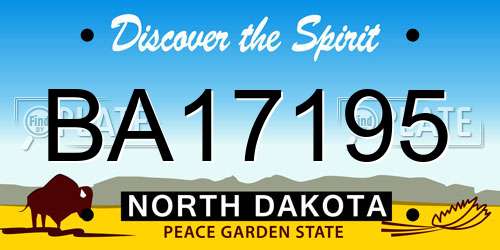 BA17195 North Dakota License Plate