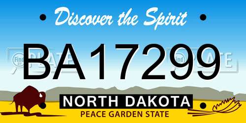 BA17299 North Dakota License Plate