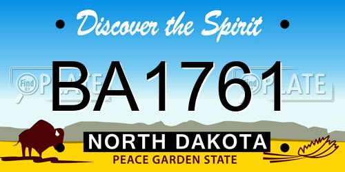 BA1761 North Dakota License Plate