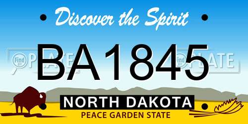 BA1845 North Dakota License Plate