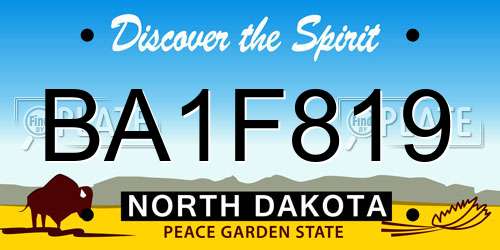 BA1F819 North Dakota License Plate