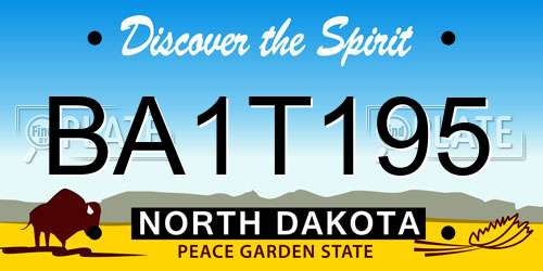BA1T195 North Dakota License Plate