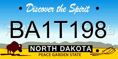BA1T198 North Dakota License Plate