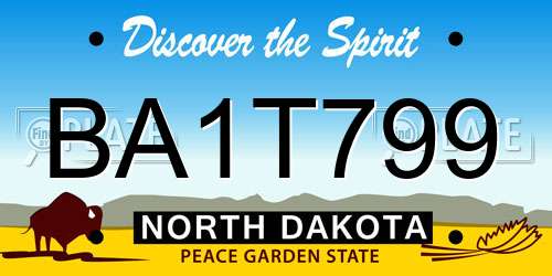 BA1T799 North Dakota License Plate