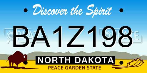 BA1Z198 North Dakota License Plate