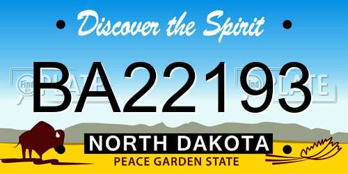 BA22193 North Dakota License Plate