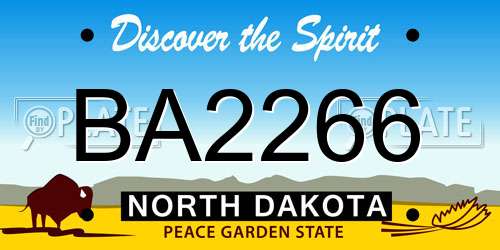 BA2266 North Dakota License Plate