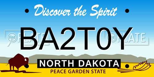 BA2T0Y North Dakota License Plate