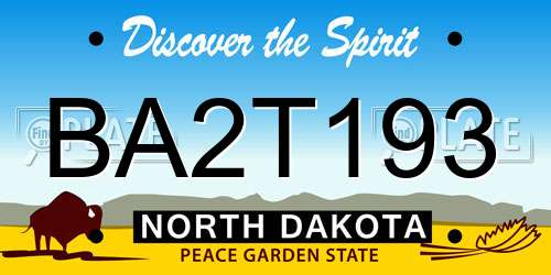 BA2T193 North Dakota License Plate