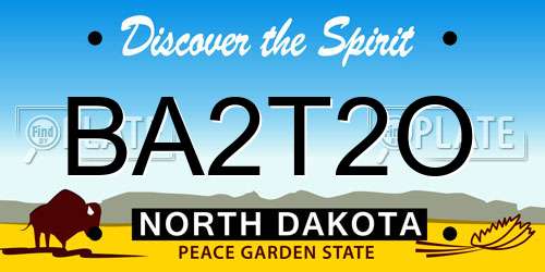 BA2T2O North Dakota License Plate