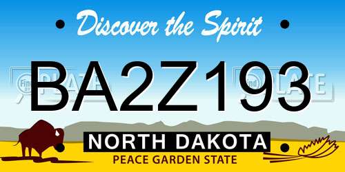 BA2Z193 North Dakota License Plate