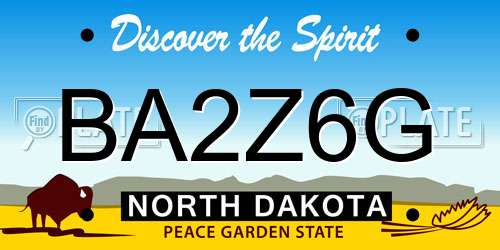 BA2Z6G North Dakota License Plate