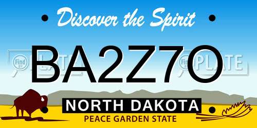 BA2Z7O North Dakota License Plate