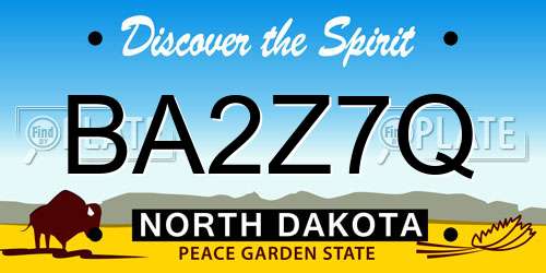 BA2Z7Q North Dakota License Plate