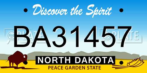 BA31457 North Dakota License Plate
