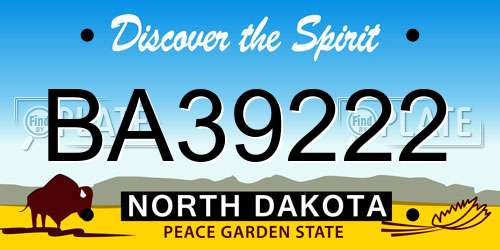 BA39222 North Dakota License Plate