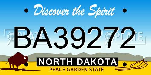BA39272 North Dakota License Plate