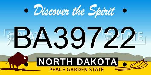 BA39722 North Dakota License Plate