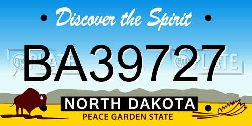 BA39727 North Dakota License Plate