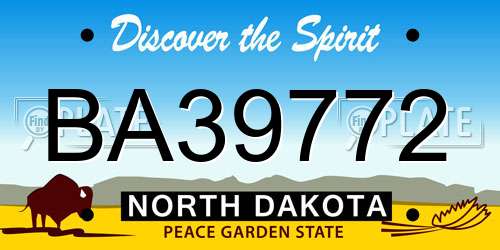 BA39772 North Dakota License Plate