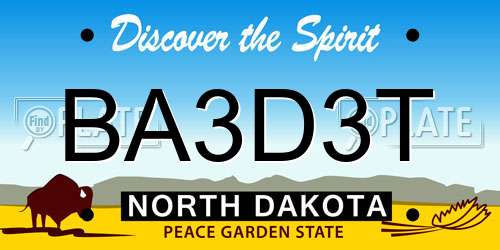 BA3D3T North Dakota License Plate