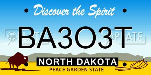 BA3O3T North Dakota License Plate
