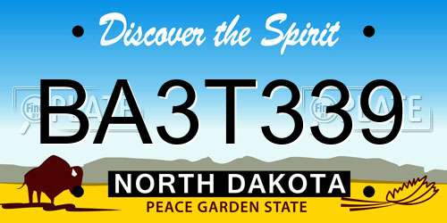 BA3T339 North Dakota License Plate
