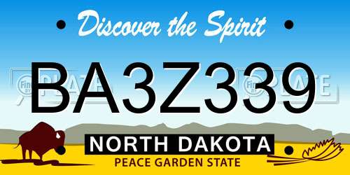 BA3Z339 North Dakota License Plate