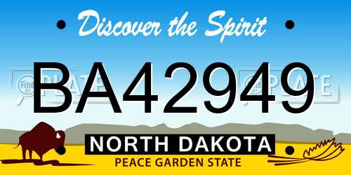 BA42949 North Dakota License Plate