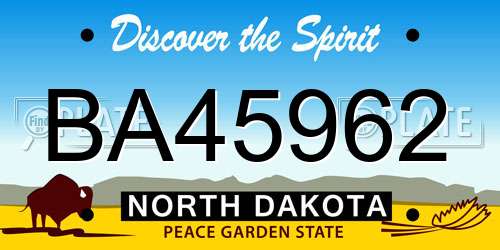 BA45962 North Dakota License Plate