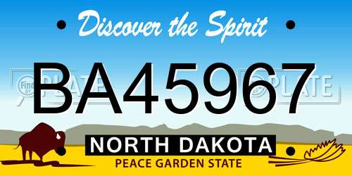 BA45967 North Dakota License Plate
