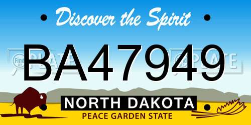 BA47949 North Dakota License Plate