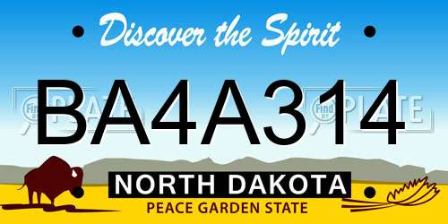 BA4A314 North Dakota License Plate