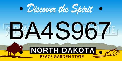 BA4S967 North Dakota License Plate
