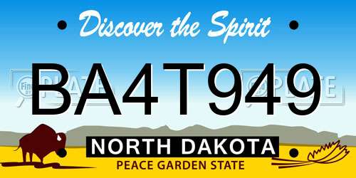 BA4T949 North Dakota License Plate