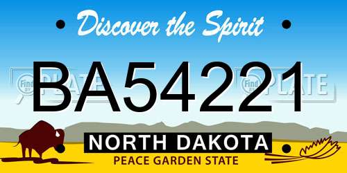 BA54221 North Dakota License Plate