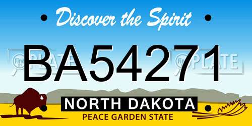 BA54271 North Dakota License Plate