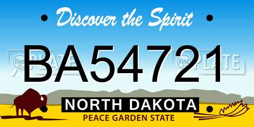 BA54721 North Dakota License Plate