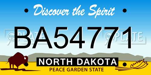 BA54771 North Dakota License Plate