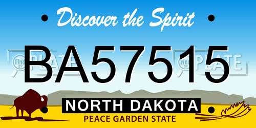 BA57515 North Dakota License Plate
