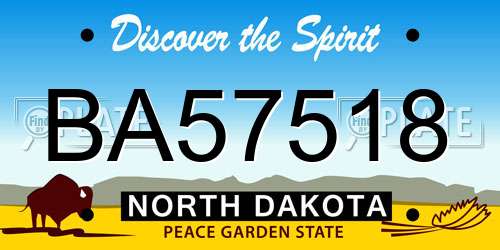 BA57518 North Dakota License Plate