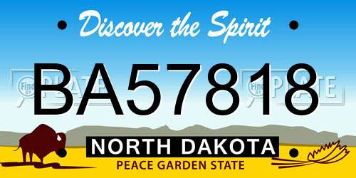 BA57818 North Dakota License Plate