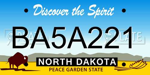 BA5A221 North Dakota License Plate