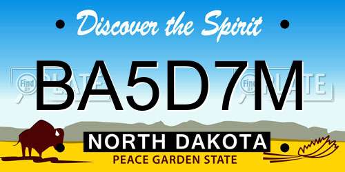 BA5D7M North Dakota License Plate