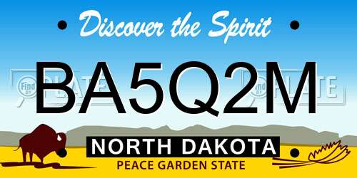 BA5Q2M North Dakota License Plate