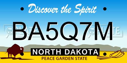 BA5Q7M North Dakota License Plate